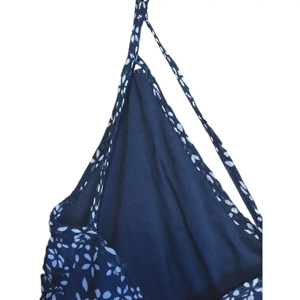 Trixxi Women's Shorts Romper Dark Navy Blue White‎ Ditsy Floral Print Size S